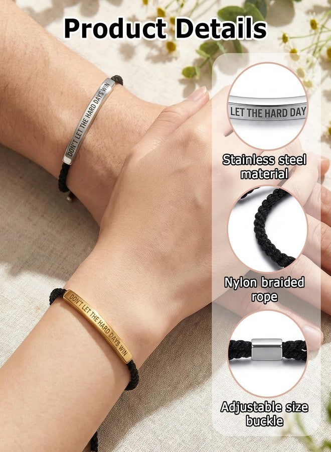 Geyynow 2 Pcs Dont Let the Hard Days Win Bracelet, Adjustable Handmade Motivational Bracelet for Men & Women - Image 3