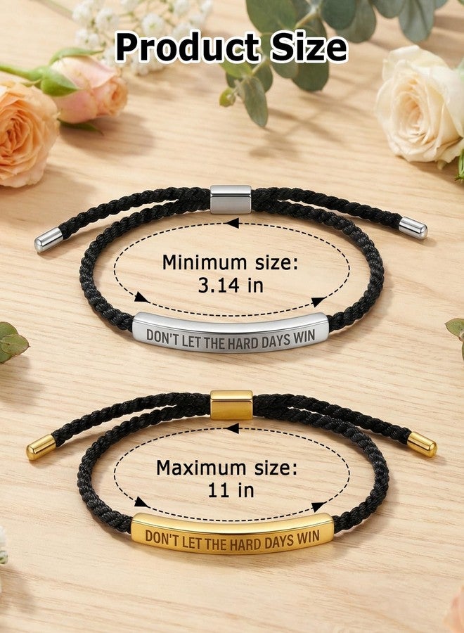 Geyynow 2 Pcs Dont Let the Hard Days Win Bracelet, Adjustable Handmade Motivational Bracelet for Men & Women - Image 2