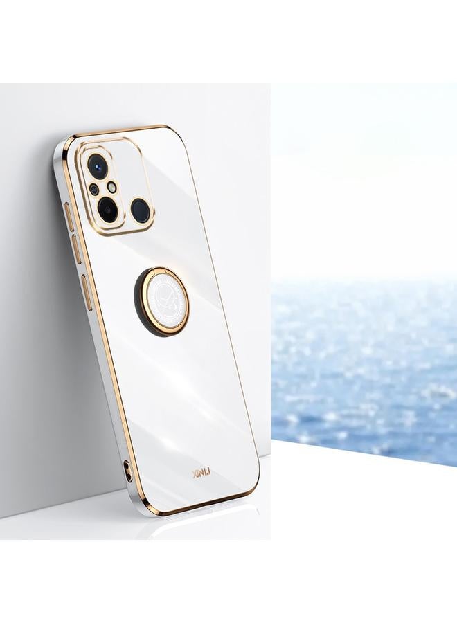 The Bros Case For Xiaomi Redmi 12C 4G Straight Edge 6D Electroplate TPU Phone Case with Ring Holder