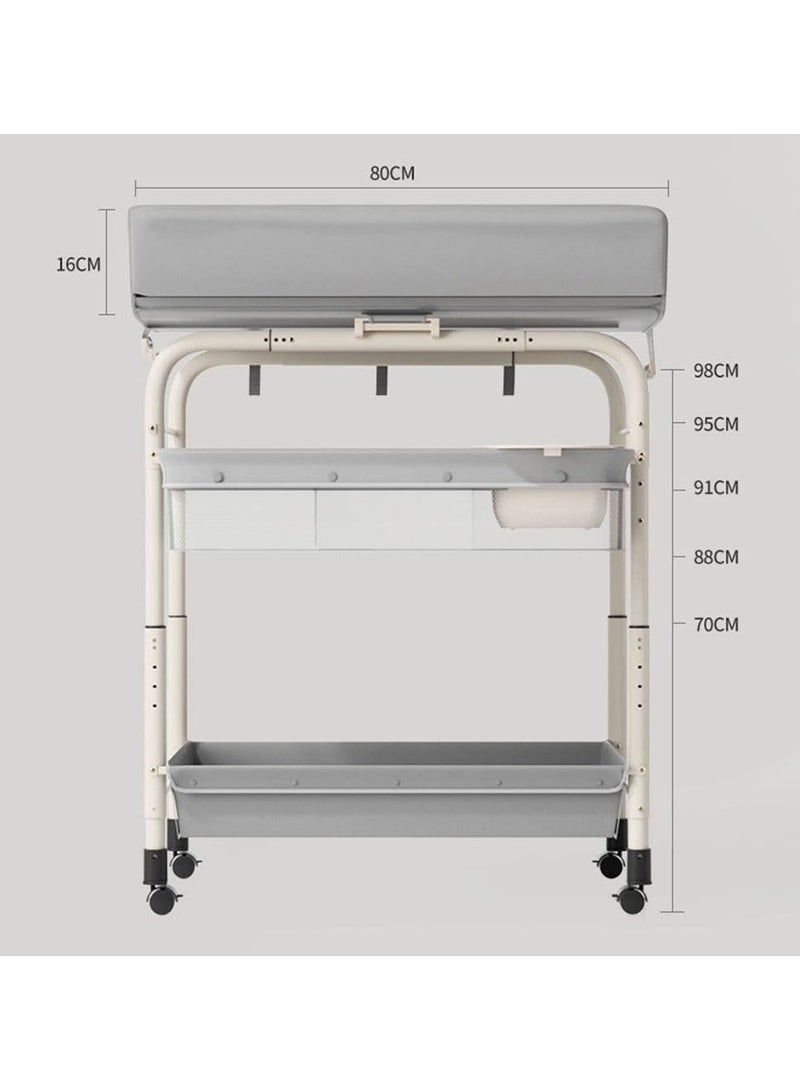 XiuWoo Portable Baby Changing Table,Foldable Changing Table Dresser Changing Station for Infant,Nursing Bath 2 in 1,Mobile Nursery Organizer for Newborn Essentials,Grey - Image 5