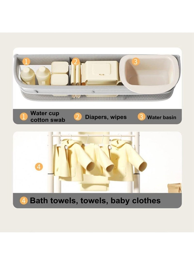 XiuWoo Portable Baby Changing Table,Foldable Changing Table Dresser Changing Station for Infant,Nursing Bath 2 in 1,Mobile Nursery Organizer for Newborn Essentials,Grey - Image 4
