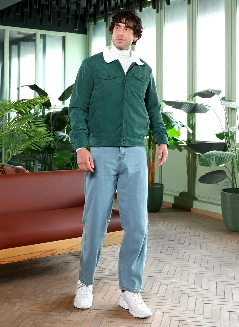 CAHOOT  Men's Emerald Green Utility-Corduroy Jacket for Men | Best Price UAE