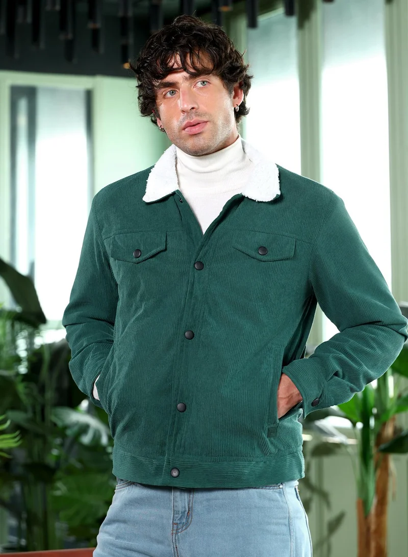 CAHOOT  Men's Emerald Green Utility-Corduroy Jacket for Men | Best Price UAE