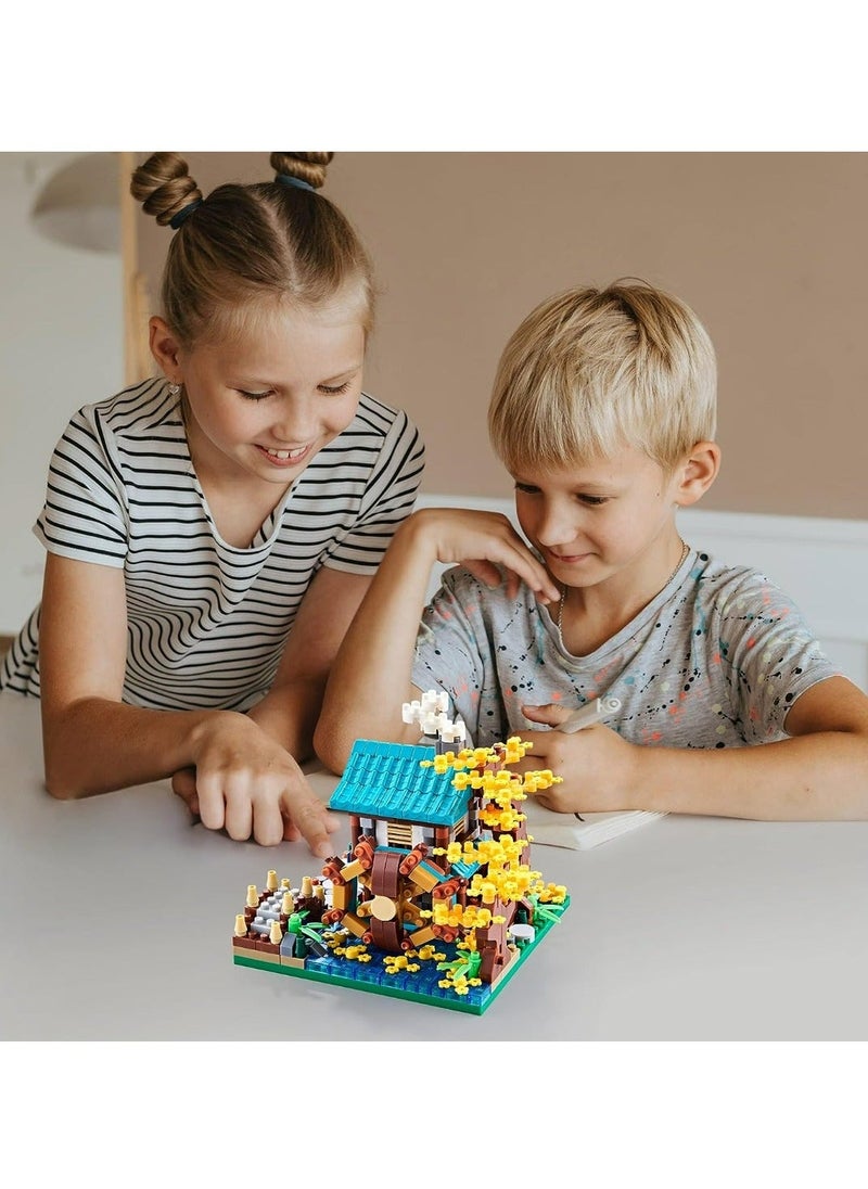 Autumn Flower Treehouse Micro Mini Blocks Building Sets for Adults Tree and Plants Modle Kit Creative DIY Gift for Kids.(625 pcs with 2 Figures) - Image 5