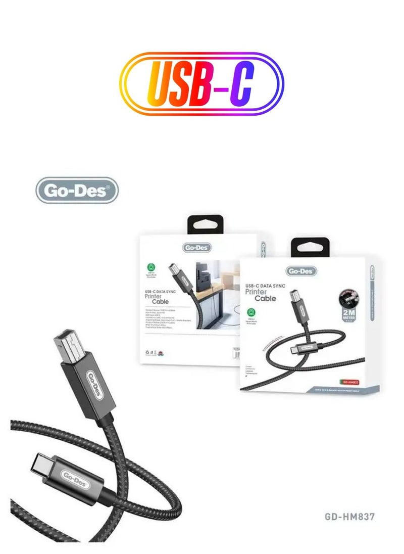 Raxoom Go Desktop GD-HM837 Type-C to USB-B 2.0 Adapter â€“ Seamless Connectivity for Printers, Scanners, and More