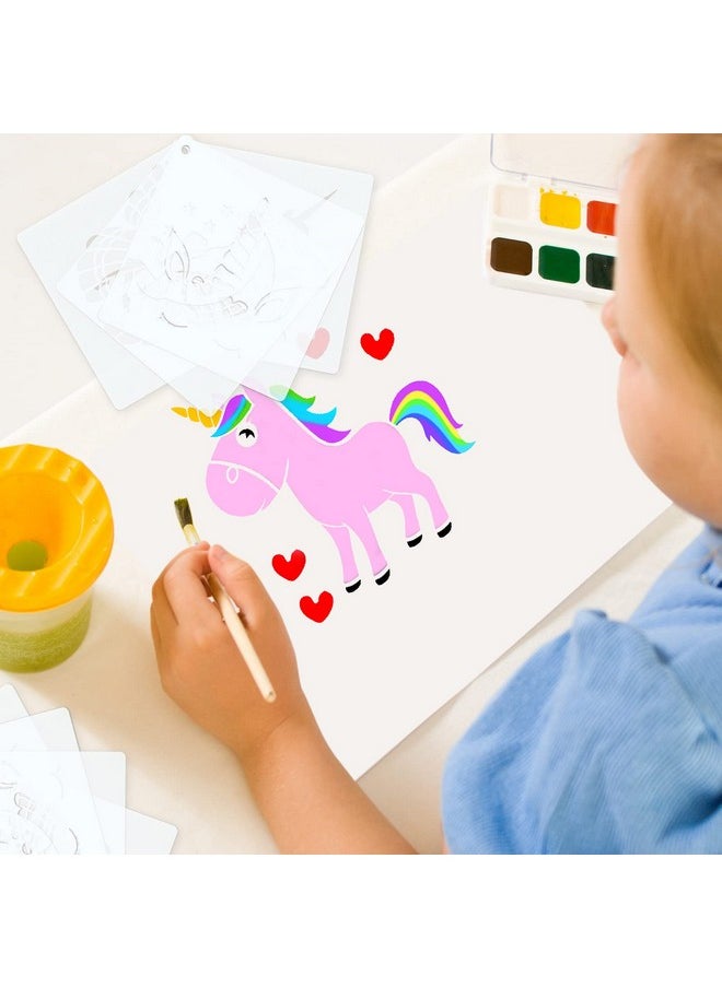 Marspark - 60 Pcs Small Stencils For Painting On Wood 3 Inch Reusable Stencil Flower Animal Deer Bear Butterfly Bird Bee Mountain Themed Diy Craft Template Paint Stencils For Wall Home Decor(Fairy Tale) - Image 1