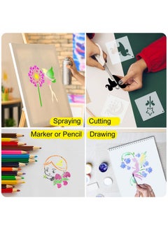 Marspark 60 Pcs Small Stencils For Painting On Wood 3 Inch Reusable Stencil Flower Animal Deer Bear Butterfly Bird Bee Mountain Themed Diy Craft Template Paint Stencils For Wall Home Decor(Fairy Tale)  - Image 3