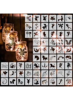 Marspark 60 Pcs Small Stencils For Painting On Wood 3 Inch Reusable Stencil Flower Animal Deer Bear Butterfly Bird Bee Mountain Themed Diy Craft Template Paint Stencils For Wall Home Decor(Fairy Tale)  - Image 1