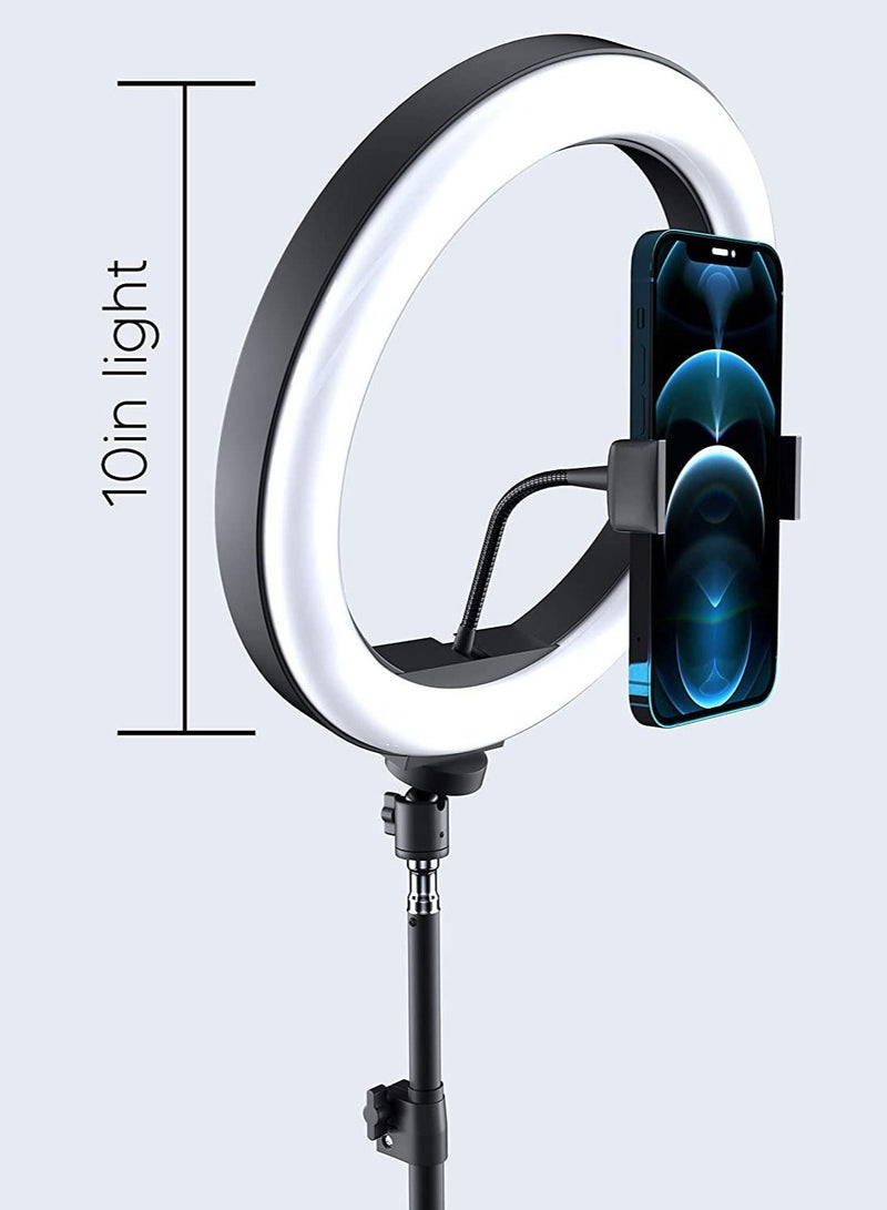 JOMILA 10 inch Selfie Ring Light With Phone Holder Tripod Stand for iPhone  Android Great for Live Stream Makeup Beauty Tiktok YouTube Video Recording Studio Photography Lighting - Image 2