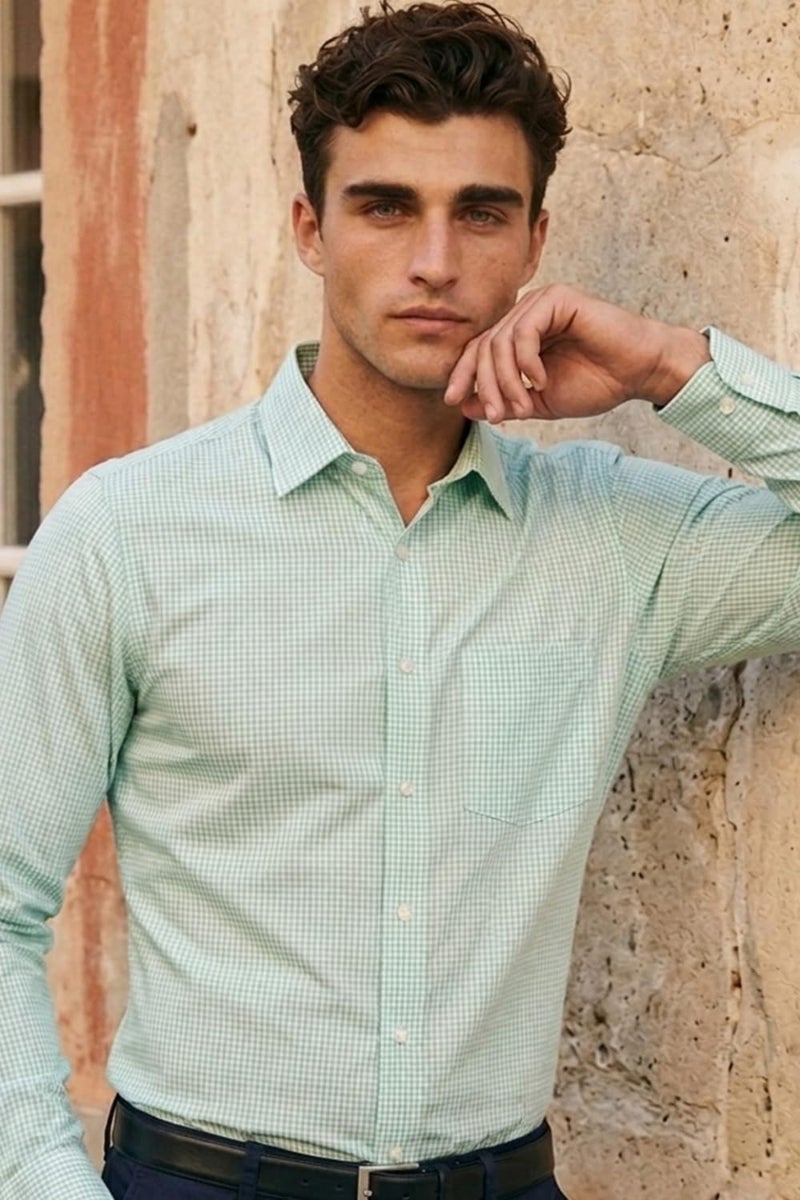 LOUIS PHILIPPE قميص رجالي من قطن لويس فيليب بقصة عادية (LPSFMSLPQ77661_Green, 40) - Image 2