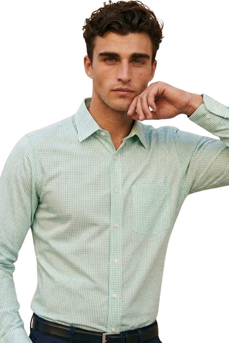 LOUIS PHILIPPE قميص رجالي من قطن لويس فيليب بقصة عادية (LPSFMSLPQ77661_Green, 40) - Image 1