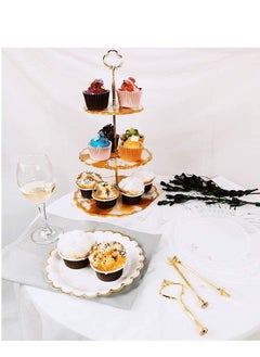 Y&D 3 Tier Round Cake Stand Party Food Server Display Set Dessert Slate Serving White Porcelain with New Fittings  - Image 5