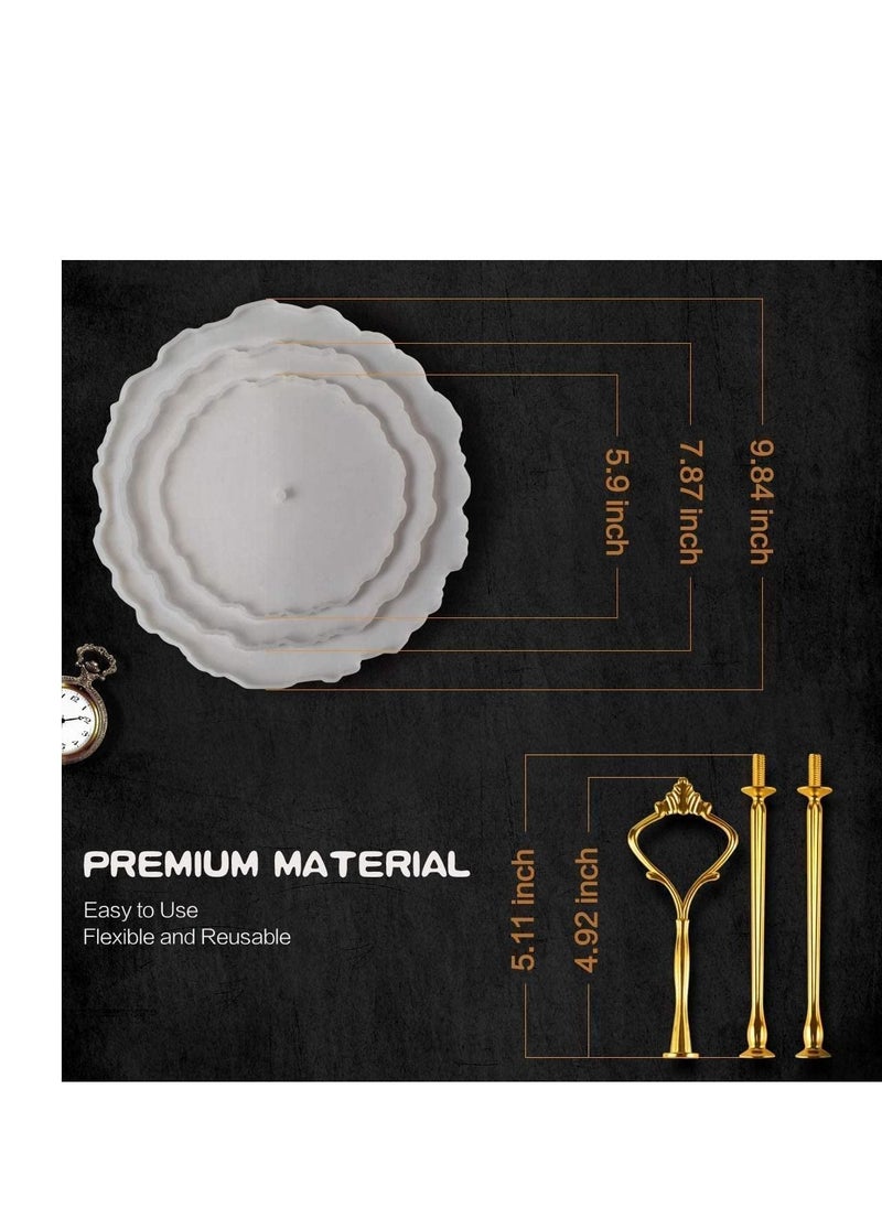 Y&D 3 Tier Round Cake Stand Party Food Server Display Set Dessert Slate Serving White Porcelain with New Fittings  - Image 4