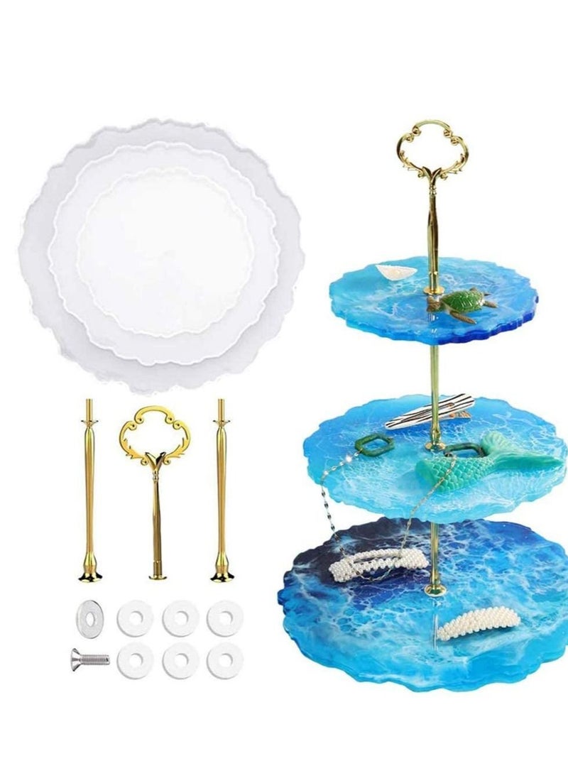Y&D 3 Tier Round Cake Stand Party Food Server Display Set Dessert Slate Serving White Porcelain with New Fittings  - Image 1