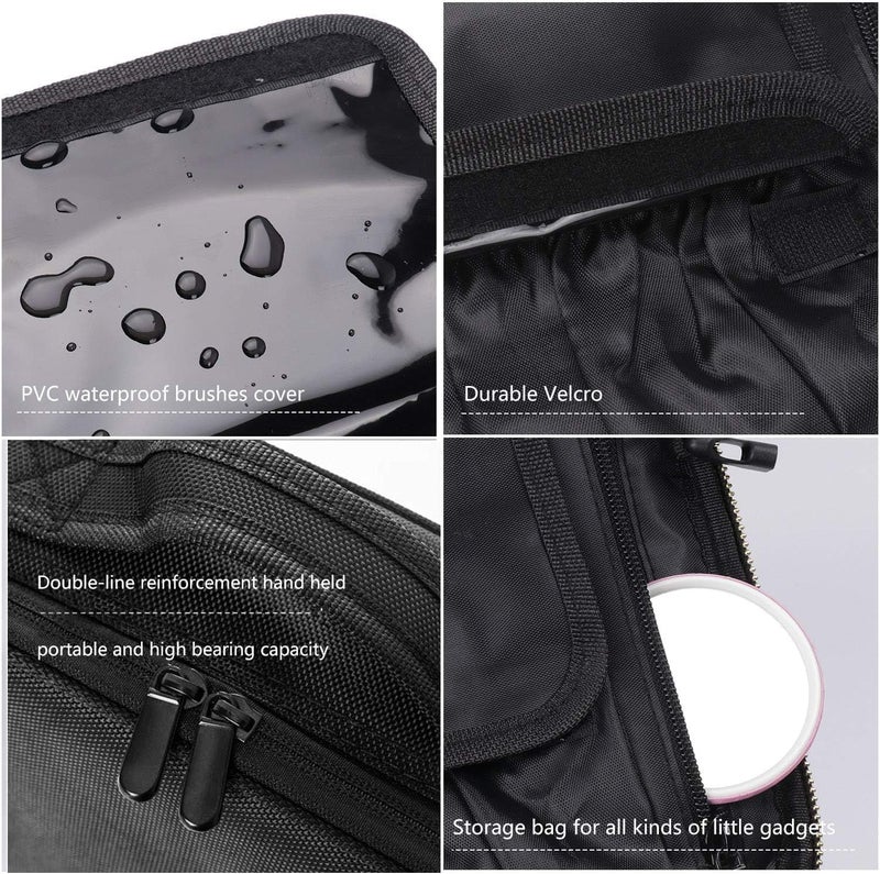 Stadash Waterproof Travel Makeup Train Case for Women Cosmetic Bag with Adjustable Dividers for Brushes Toiletries and Accessories Professional Organizer Vanity Box Black - Image 3