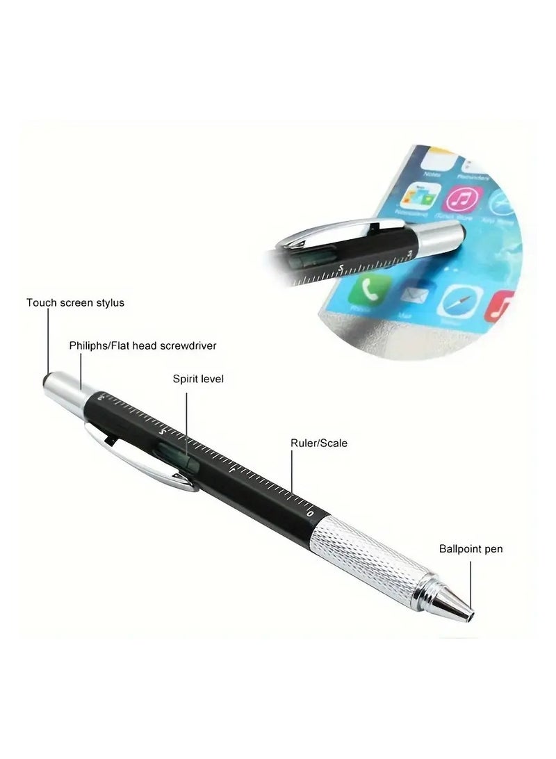قلم المهندس و المقاول السعودي 6 في 1 متعدد الوظائف مفيد فيه أدوات البناء في جيبك او في مكتبك يحتوي قلم حبر ناشف و مسطرة سم او بوصه و ميزان و مفك برغي عادي و مفك برغي مربع و قلم للهواتف و الأجهزه اللوحية لا يحتاج إلى بطارية و ممكن هديه لطيفة لون اسود - Image 2