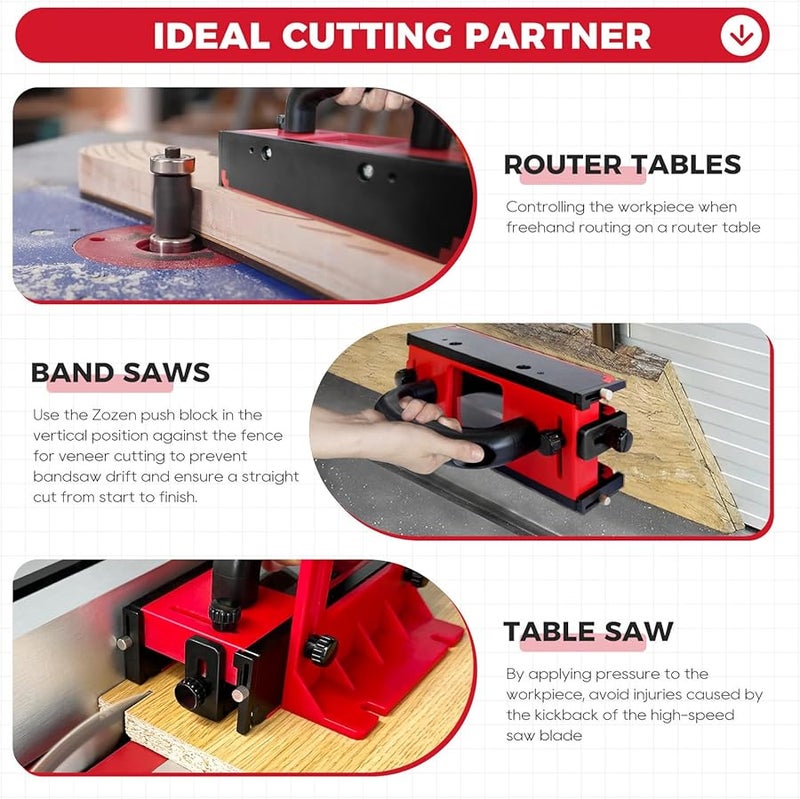 منشار الطاولة بدفع كتلة بنافذة شفافة 4 شرائط غير قابلة للانزلاق قابلة للاستبدال 6 خطافات ذيلية - Image 5