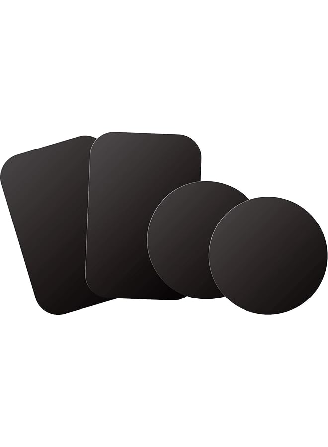 Green Tiger Mount Metal Plate with Adhesive for Magnetic Cradle-Less Mount - X4 Pack 2 Rectangle and 2 Round (Compatible with Magnetic mounts) (Black) - Image 1
