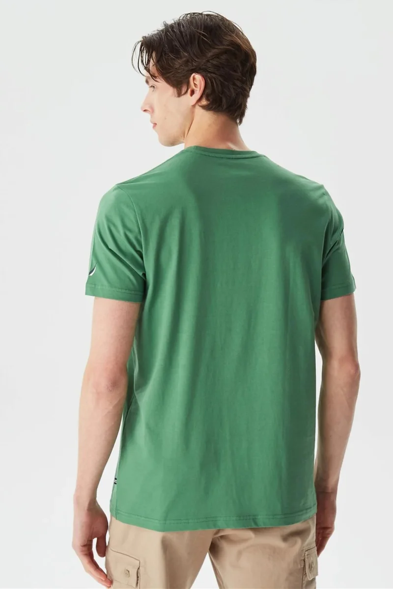 نوتيكا 100% Cotton Brand Printed Crew Neck Standard Fit T Shirt Men's T Shirt V35528T 3fy