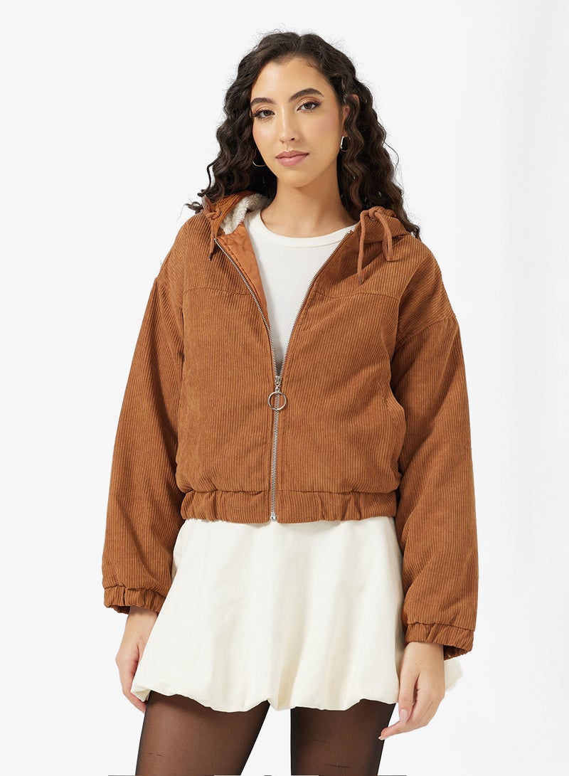 Ginger Courdroy Zip Thru Hoodie - Image 1