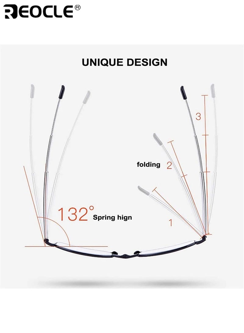 ريوكل نظارات قراءة قابلة للطي للجنسين، مع حماية من الضوء الأزرق، وعدسات بيضاوية، وقارئ محمول بإطار خفيف الوزن، للاستخدام اليومي على الكمبيوتر. - Image 4