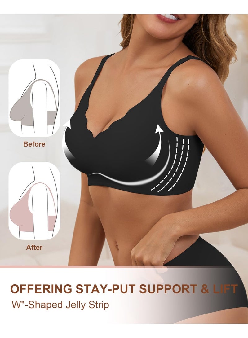 Jelly Bras for Women, Bras for Women No Underwire, Wireless Full Coverage Bra with Lift Support, Soft T Shirt Bra for Everyday Wear and Sleep - Image 3