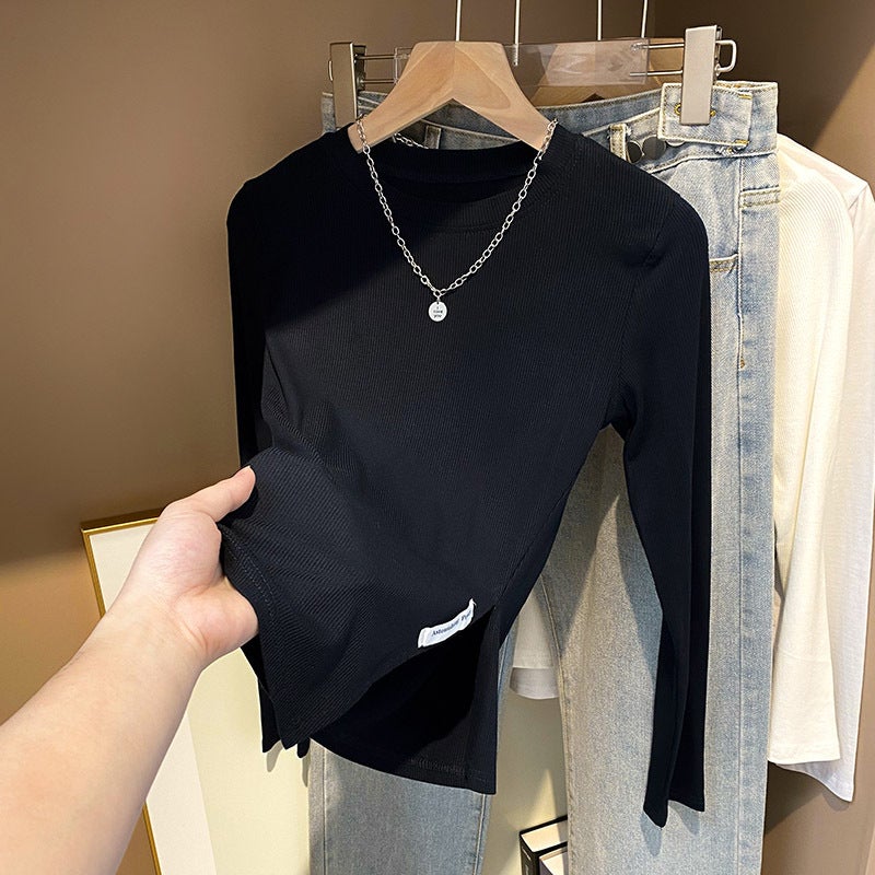 3305 # Real S Of Long-Sleeve T-Shirt For Women, Base Layer Top, New 2026 Slim-Fit Irregular Top - Image 3