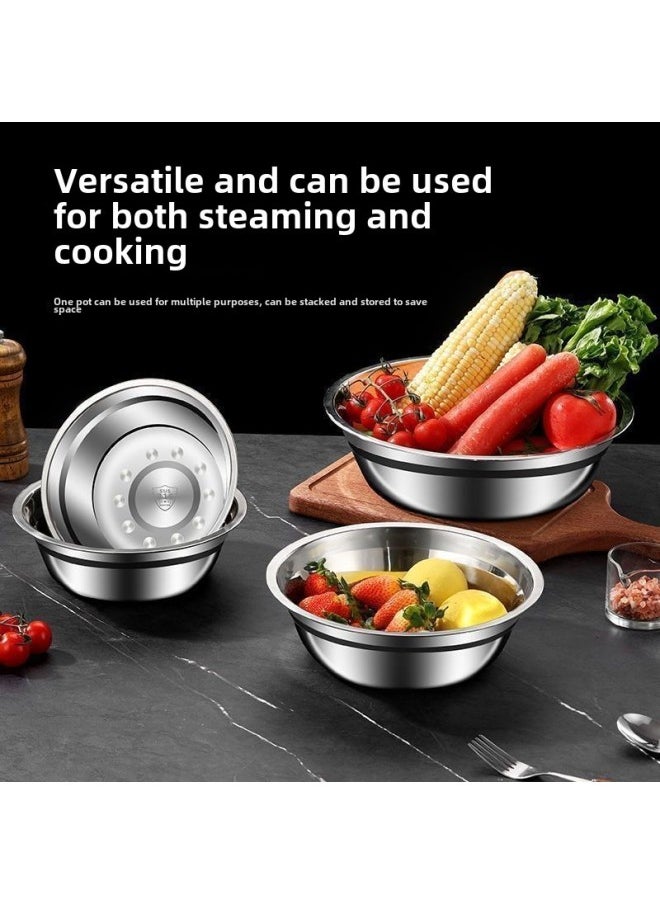 Generic - Soup Basin Special Thick 316L Stainless Steel Basin Soup Bowl Household Noodle Bowl Small Bowl Small Basin Egg Pot Vegetable Bowl Multi-purpose Basin Bowl-Specification: 316 Food Grade-Colour:Hot-selling 26cm Extra Thick 316l Soup Basin - Image 1
