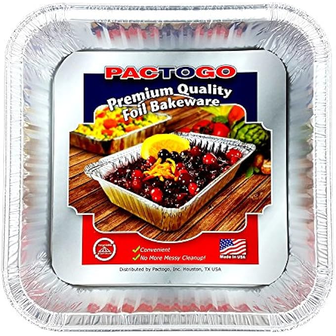 PACTOGO ريد هوليد عيد الميلاد مربع كعكة رقائق الألومنيوم عموم Wغطاء قبة قبة يمكن التخلص منها علب الخبز حزمة من 10 مجموعات - Image 2