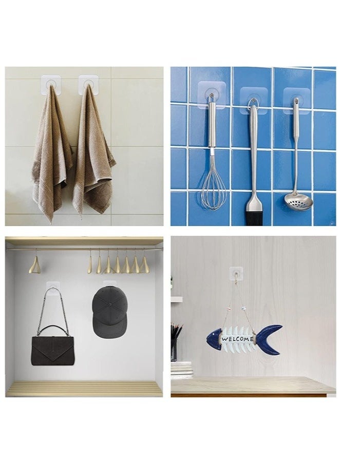 20Pcs Adhesive Hooks Heavy Duty, Wall Hooks for Hanging, Wall Hangers without Nails, 2 in 1 Screw Free Sticker for Wall Mount Shelf, Waterproof Rustproof Wall Hook for Bathroom Bedroom Picture Hanger - Image 3
