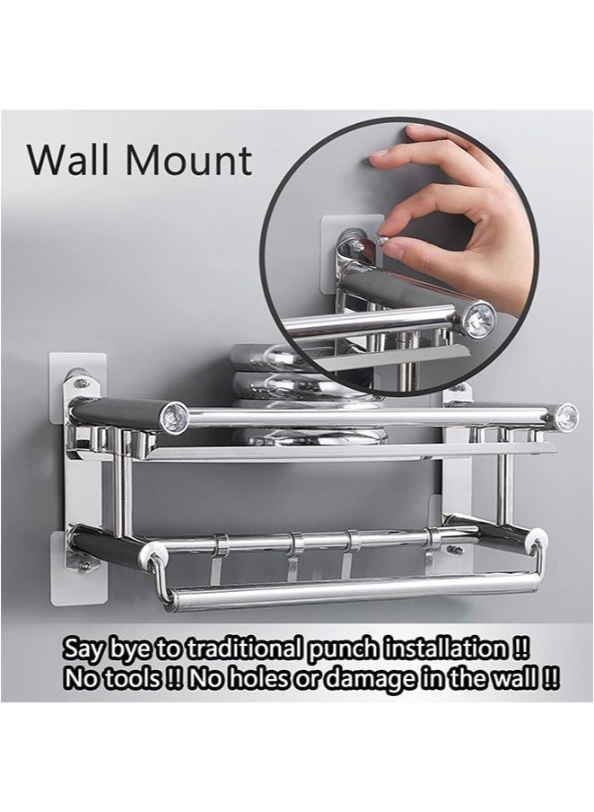 20Pcs Adhesive Hooks Heavy Duty, Wall Hooks for Hanging, Wall Hangers without Nails, 2 in 1 Screw Free Sticker for Wall Mount Shelf, Waterproof Rustproof Wall Hook for Bathroom Bedroom Picture Hanger - Image 4