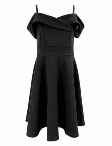 LuckyShe Big Girls Princess Dresses Elegant Cold Shoulder A Line Swing Party Dress for Kids,Black,9 Years - Image 4