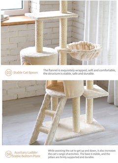 Kidle Living Equipment Cat Play Tower Cat Toy Multi Level Platform Cat Tree Sisal Pillar Large Cat Climbing Frame Cat Nest Luxury Cat Scratch Post Cat Tree  - Image 5