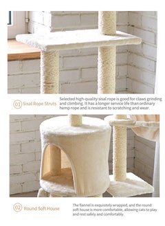 Kidle Living Equipment Cat Play Tower Cat Toy Multi Level Platform Cat Tree Sisal Pillar Large Cat Climbing Frame Cat Nest Luxury Cat Scratch Post Cat Tree  - Image 3