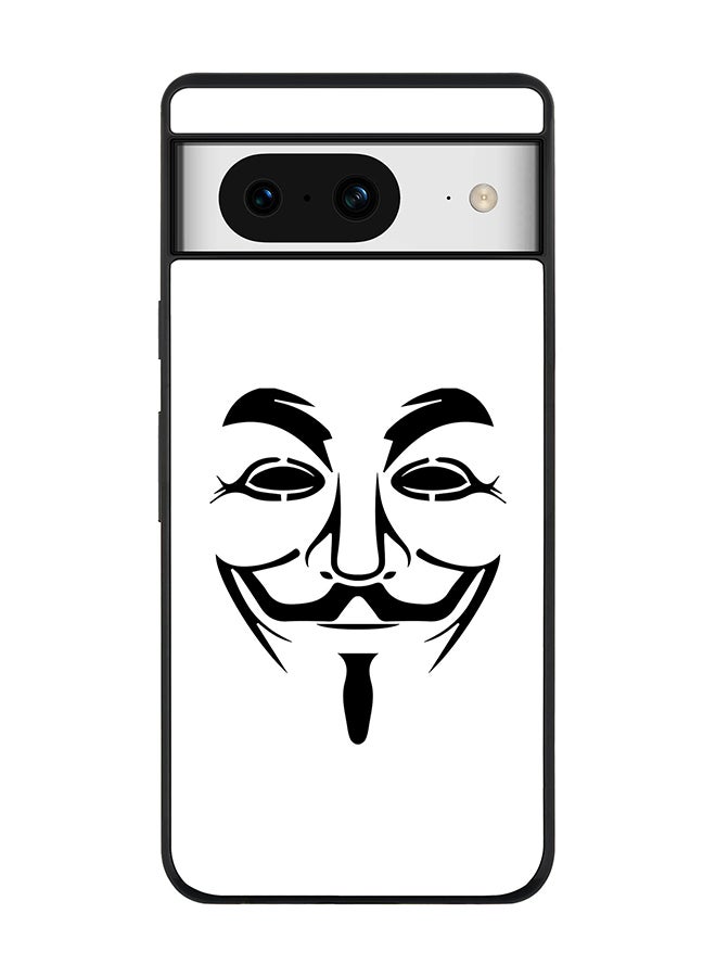 Stylizedd Rugged Black Edge case for Google Pixel 8, Custom Slim fit Flexible Anti Drop Thin Phone Case Cover - Vendetta Mask - Image 1