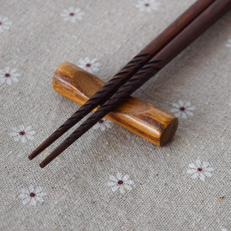 lasenersm 6 Pieces Natural Wooden Chopstick Rest Stands Spoon Rest Dinner Spoon Fork Knife Holder Wooden Chopstick Holder for Dining Table Decoration, Cylindrical - Image 5