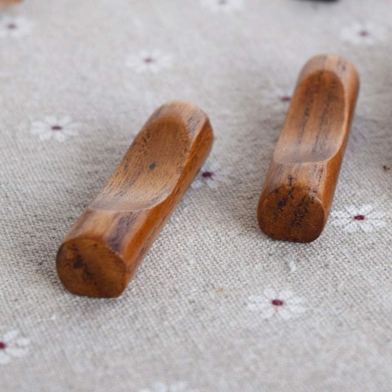 lasenersm 6 Pieces Natural Wooden Chopstick Rest Stands Spoon Rest Dinner Spoon Fork Knife Holder Wooden Chopstick Holder for Dining Table Decoration, Cylindrical - Image 3