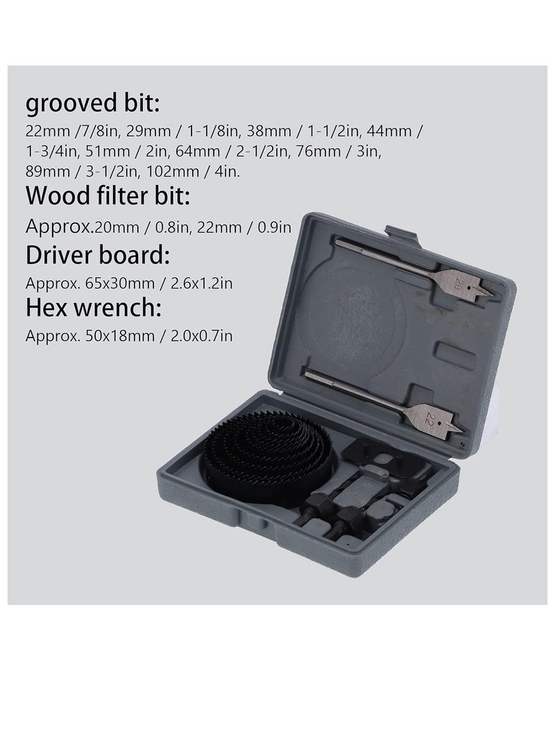 Hole Saw Set 18 PCS Heat Treated Teeth For Hard And Soft Woods Plastic Plasterboard  - Image 4