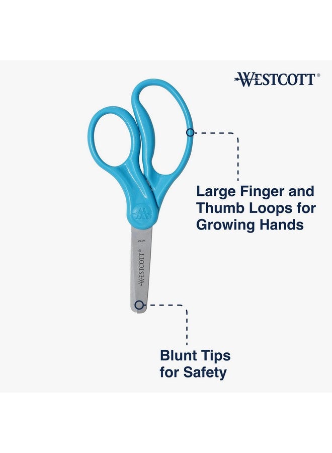 Westcott Westcott Classic Kids Scissors, Blunt Tip, 5-Inch, Neon Blue (15968) - Image 3