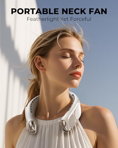 GOTOTO Portable Neck Fans that Blow Cold Air Wearable Bladeless Neck Fan Rechargeable 360Personal Fan Neck Cooler 3Speed LED Display 4000mAh TypeC Port For Travel Outdoor Birthday Gift for Women - Image 3