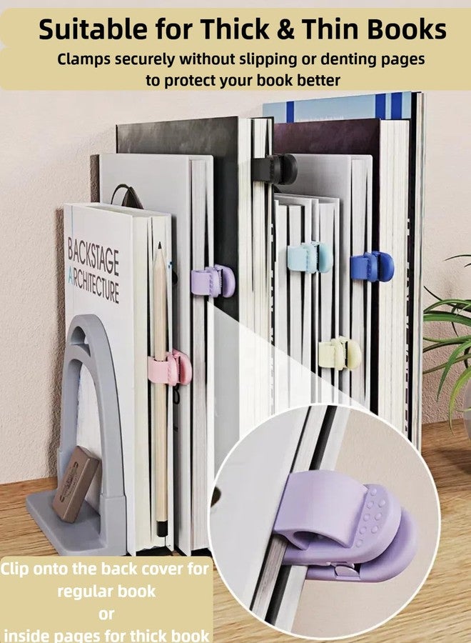 [عبوة من 6 قطع] فواصل كتب أوتوماتيكية مزودة بمشبك وفتحة لحامل القلم، فواصل كتب ذكية من السيليكون بتصميم إبهام مبتسم، هدايا مميزة لمحبي الكتب، من النساء والرجال والطلاب - Image 4