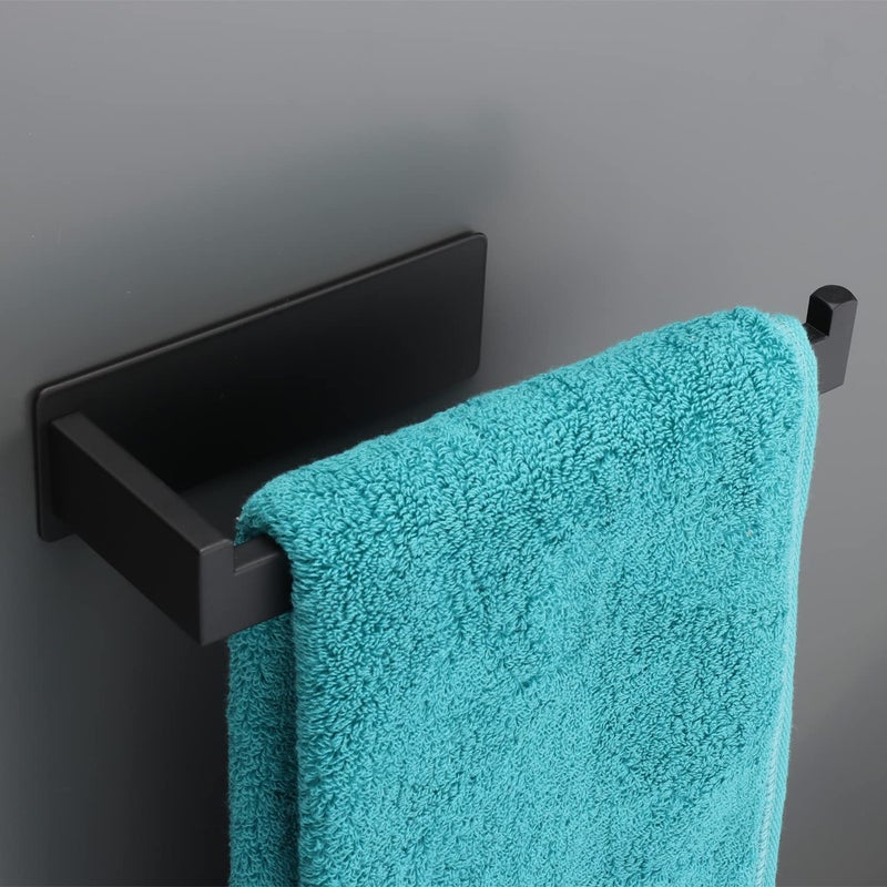 Vanloory Vanloory Hand Towel Holder Strong Self Adhesive Hand Towel Ring Thicken SUS304 Stainless Steel Hand Towel BarRack No Drilling Modern Hand Towel Hanger Matte Black 9 in 