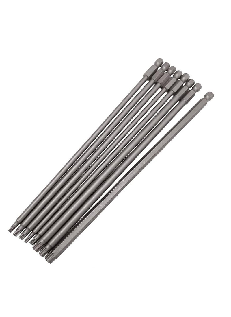 Yakumuz - 8pcs 200mm/7.9" Long Torx Head Screwdriver Bit Set Yakumuz Magnetic Tamper Proof Security Torx Bit Set 1/4" Hex Shank Star Screw Driver Drill Bits T8-T40 - Image 1