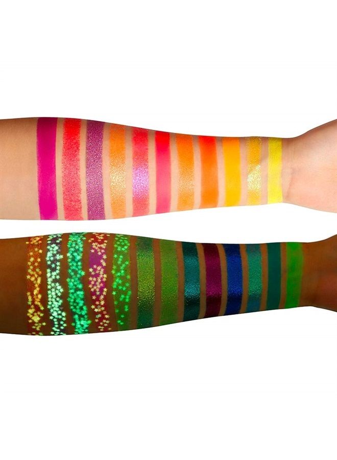 DE'LANCI Neon Eyeshadow Palette Glow in the Dark, Aurora Glow Eyeshadow Pallets Stage, Halloween Christmas Makeup Kit UV Glow Blacklight Matte and Glitter Fluorescent Eye Shadows Highly Pigment - Image 4