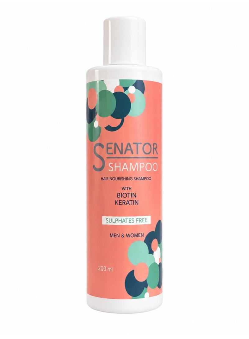 Senator Hair Nourishing Shampoo with Biotin & Keratin, Sulphate-Free, 200ml, for Men & Women - Image 1