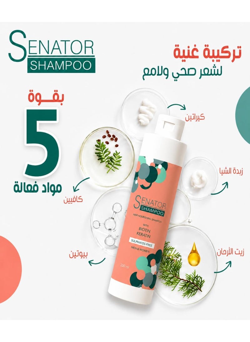 Senator Hair Nourishing Shampoo with Biotin & Keratin, Sulphate-Free, 200ml, for Men & Women - Image 3