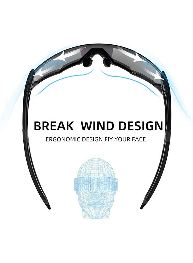 Cycling Glasses Photochromic Sunglasses Bike Sunglasses Clear Bicycle Glasses Riding Glasses for Men Cycling Sunglasses Sports Bike Glasses Complimentary high-end gift box, glasses case and glasses cloth(White) - Image 5