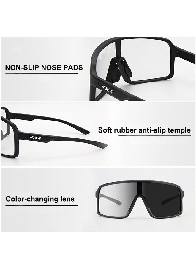 Cycling Glasses Photochromic Sunglasses Bike Sunglasses Clear Bicycle Glasses Riding Glasses for Men Cycling Sunglasses Sports Bike Glasses Complimentary high-end gift box, glasses case and glasses cloth(White) - Image 3