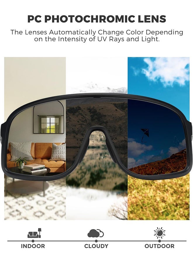 Cycling Glasses Photochromic Sunglasses Bike Sunglasses Clear Bicycle Glasses Riding Glasses for Men Cycling Sunglasses Sports Bike Glasses Complimentary high-end gift box, glasses case and glasses cloth(White) - Image 4