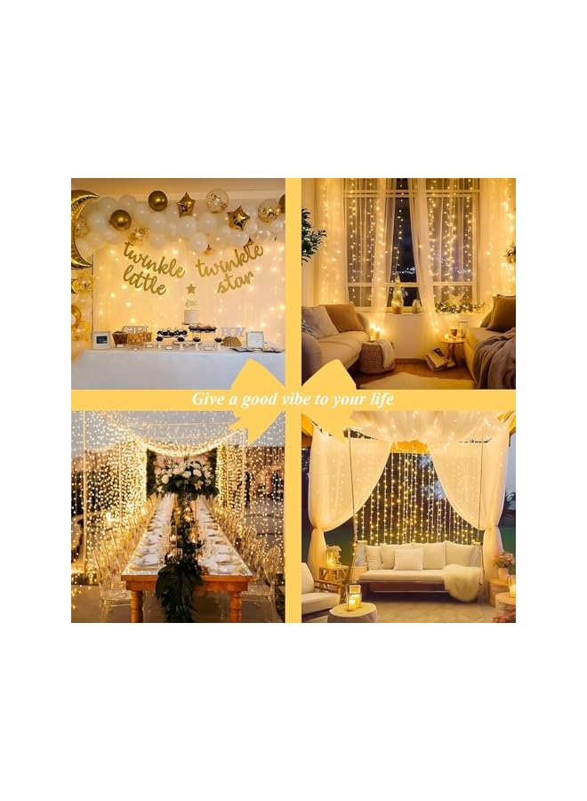 The Bros Curtain String Lights,Ramadan Remote Control Decorative Hanging String Lights,8 Modes Plug in Fairy String Light,Window Wall Hanging String Lights for Outdoor Indoor Backdrop Decor (Warm White)  - Image 4